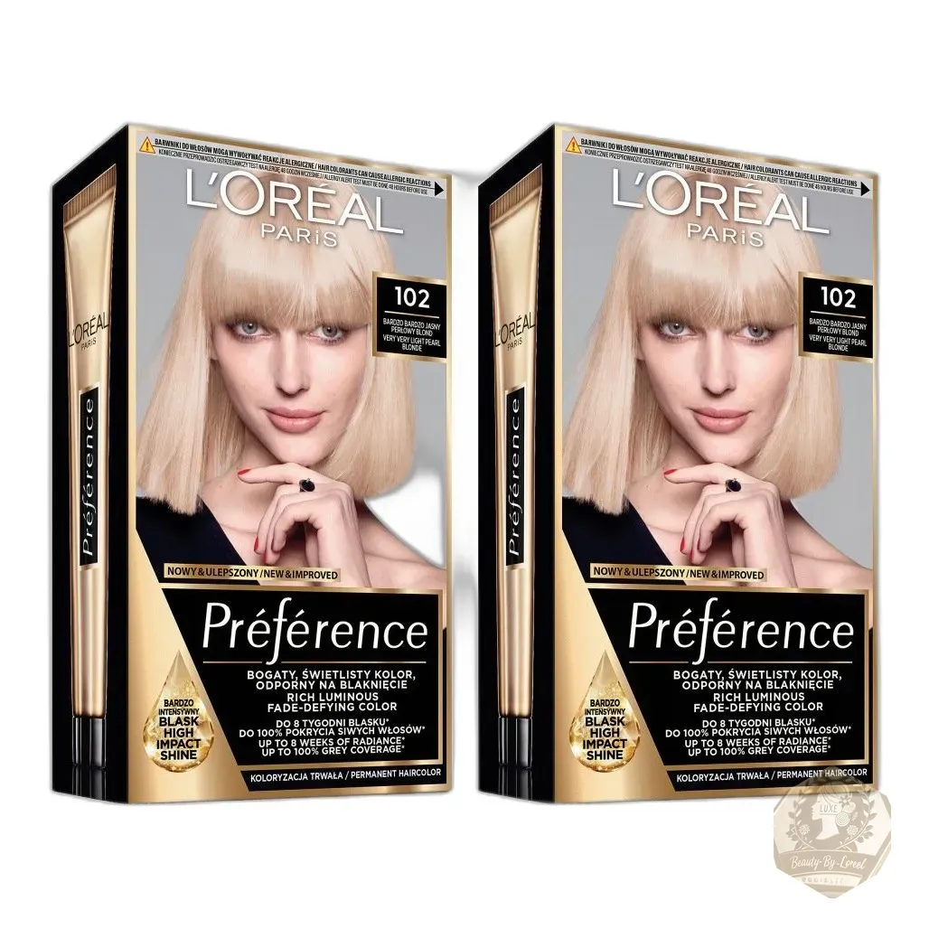 Set 2x L'Oréal Preference Hair Color 102 Sydney Very Light Blonde — zdjęcie 1