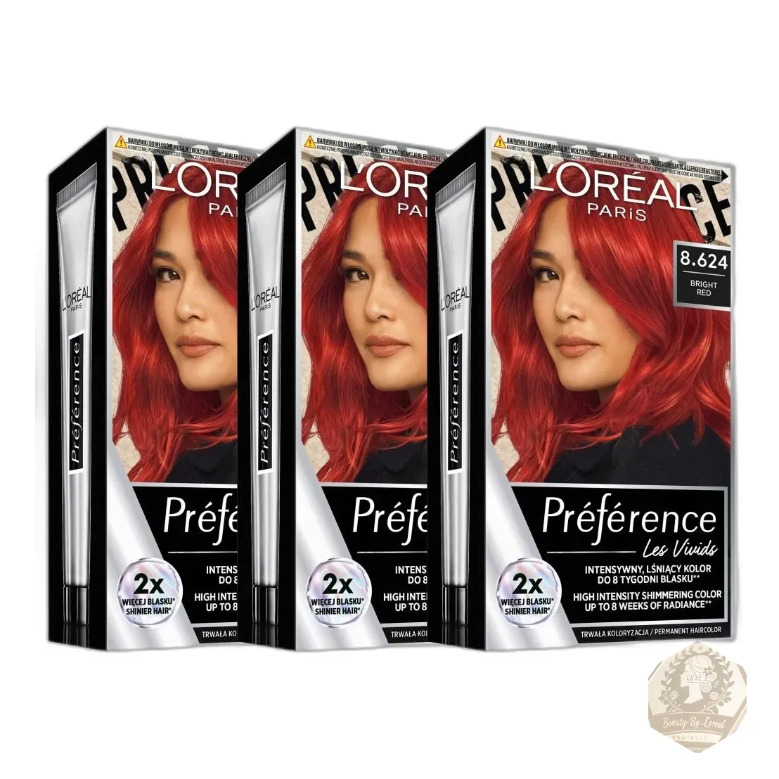 Set of 3 bright red hair dye kits — zdjęcie 1